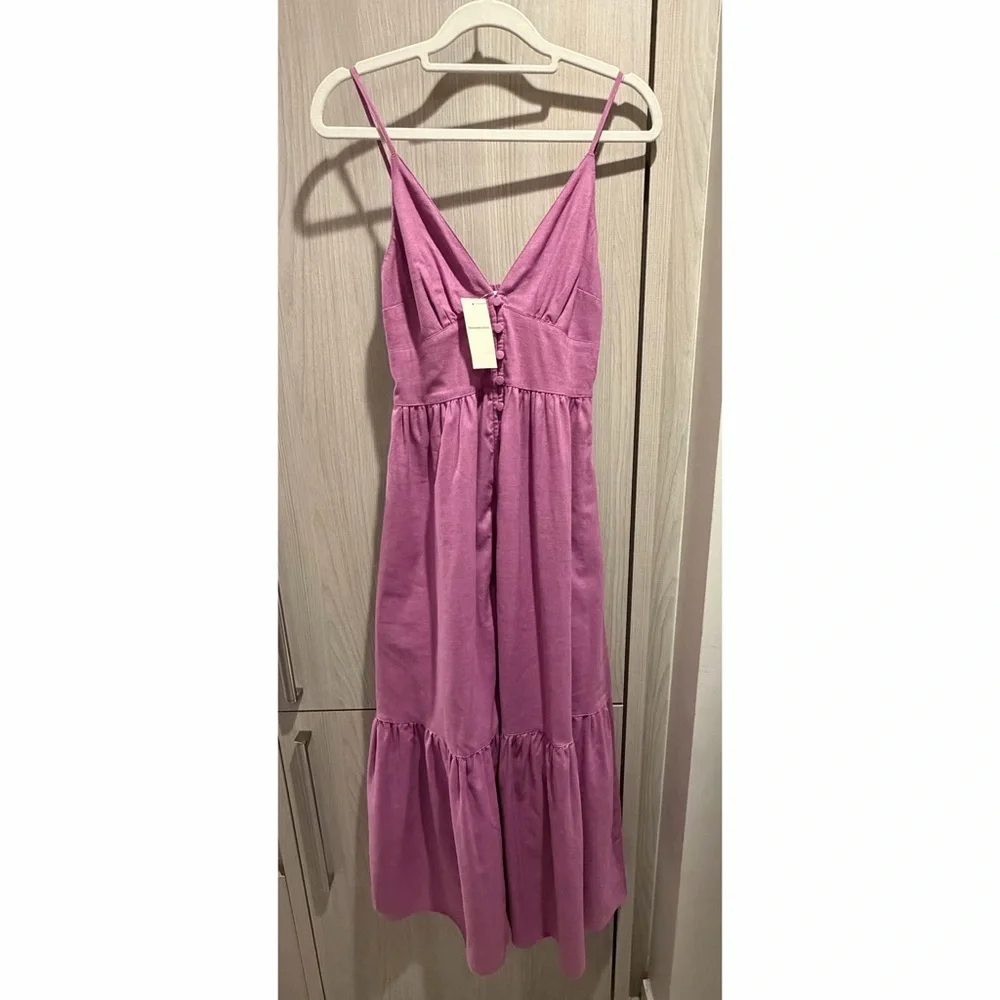 Brand New with Tag Abercrombie & Fitch Linen Blend Button Through Maxi Dress - Picture 5 of 8